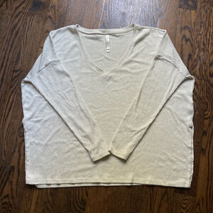 Women's V-Neck The Group Babaton Beige oversized Sweater 3X